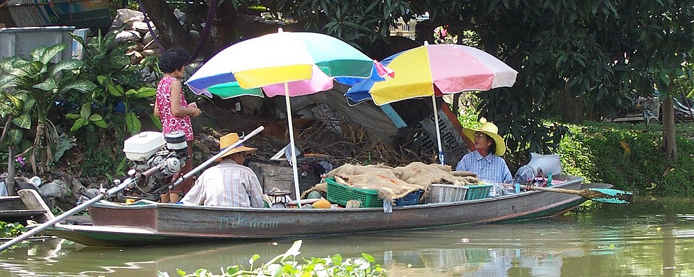 Marchands-bateliers sur les khlongs de Mahasawat, près de Bangkok