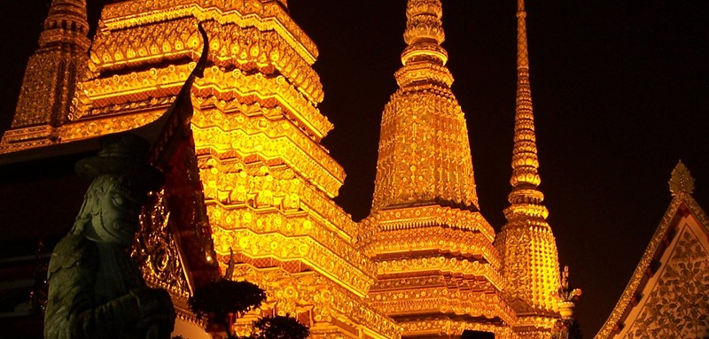 Wat Pho de Bangkok, de nuit