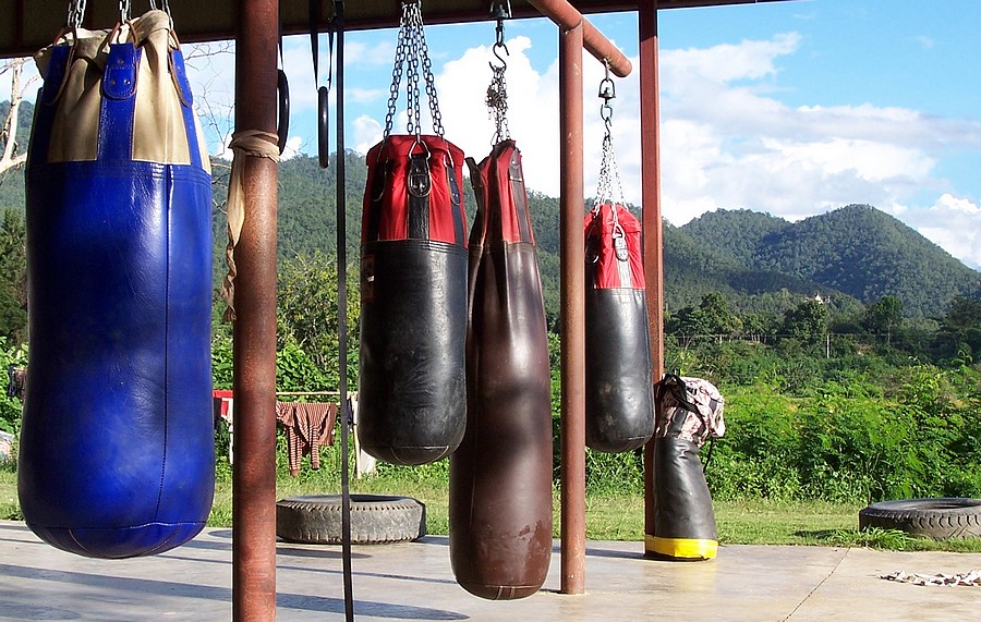 Sacs de frappe de boxe thai en Thailande