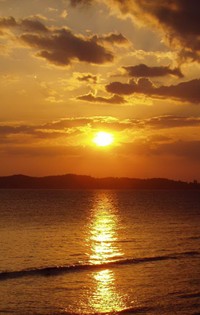 couché de soleil sur le golfe de thailande
