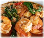 Crevettes epicees au basilica Thai